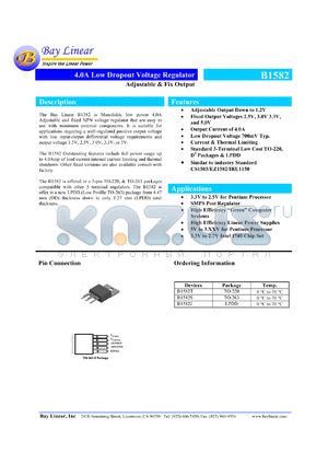 B1582T-2.5 datasheet - 2.5V 4.0A low dropout voltage regulator