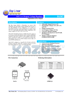 B1587T-2.5 datasheet - 2.5V 4.0A low dropout voltage regulator