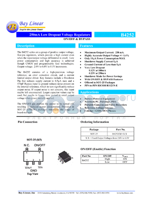 B4252CK5-2.1 datasheet - 2.1V 250mA low dropout voltage regulator