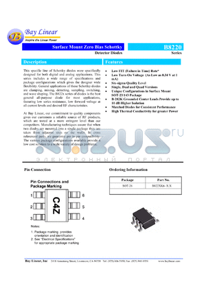 B8220K6-2.1 datasheet - 2.1V 1Amp surface mount zero bias schottky detector diode