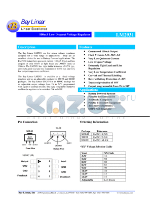 LM2931R datasheet - Adjustable 100mA low dropout voltage regulator