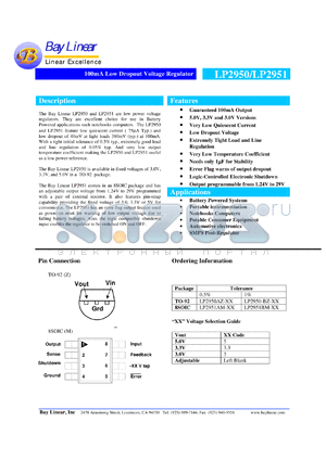 LP2950-BZ-5 datasheet - 5.0V 100mA low dropout voltage regulator