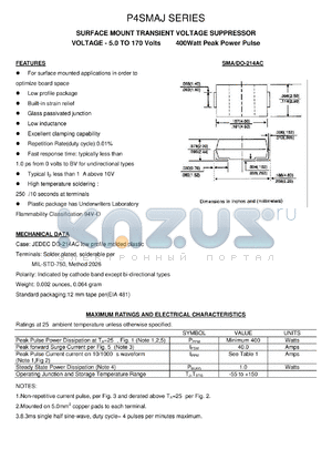 P4SMAJ15AC datasheet - 15 V, 1 mA, surface mount transient voltage suppressor