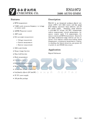 ES51972Q datasheet - 3400 auto DMM