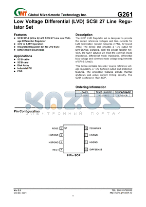 G261P1 datasheet - Low voltage differential (LVD) SCSI 27 line regulator set