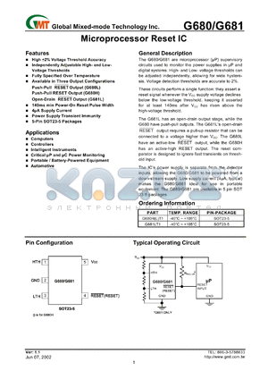 G680LT1 datasheet - Microprocessor reset IC