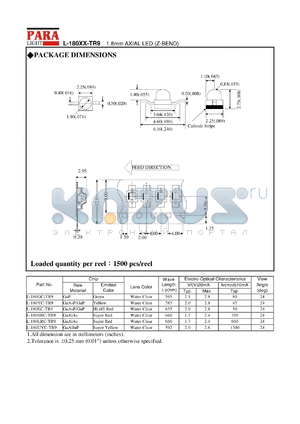 L-180EC-TR9 datasheet - 1.8 mm AXIAL LED, hi effi red