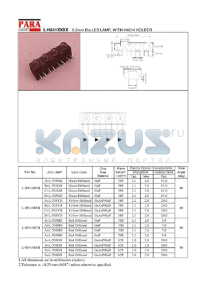 L-H541007B datasheet - 5.0 mm dia LED lamp, with H4014 holder