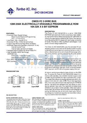 TU24C128CS3 datasheet - CMOS IIC 2-wire bus. 128K electrically erasable programmable ROM. 16K x 8 bit EEPROM. Voltage 2.7V to 5.5V.