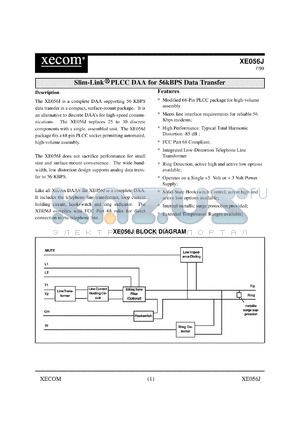 XE056J datasheet - Slim-Link DAA for 56kBPS data transfer.