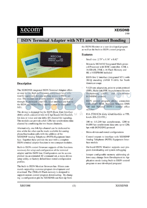 XEISDNB datasheet - ISDN terminal adapter with NT1 and channel bonding.