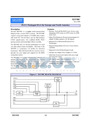 XEV90C-ITR datasheet - DAA for Europe and North America.
