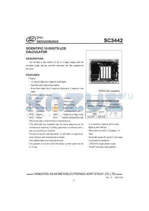 SC3442RV datasheet - Scientific 10-digit LCD calculator