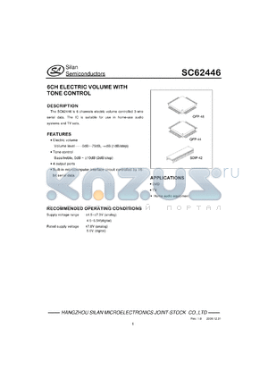 SC62446 datasheet - 4.5-7.3V 6CH electric volume with tone control