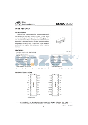 SC9270C/D datasheet - 6.0V PLL for digital tuning systems (DTS)