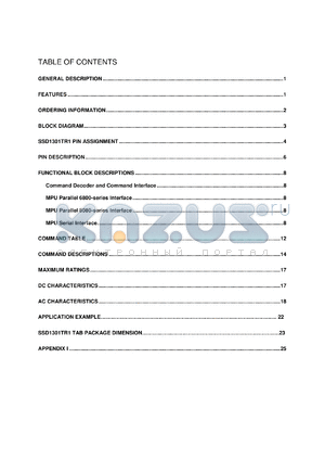 SSD1301TR1 datasheet - 2.4-3.5V OLED/PLED segment / common driver with controller