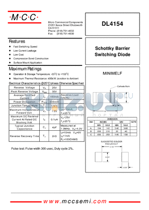 DL4154 datasheet - 35V ultra fast recovery rectifier
