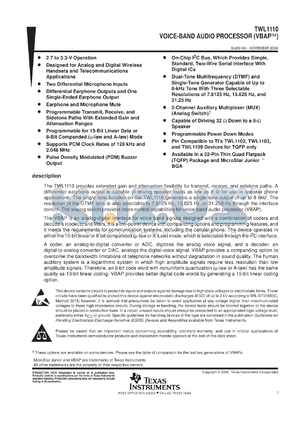 TWL1110PBS datasheet - Voice-band audio processor