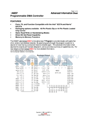 IA8237-PLC40I datasheet - Programmable DMA controller