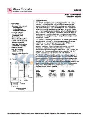 DAC88H/BCH datasheet - 12-bit D/A converter