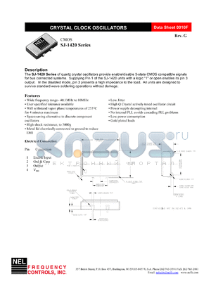 SJA142C datasheet - 3.3 V, +/-100 ppm, CMOS crystal clock oscillator