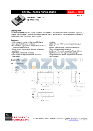 SJ87B datasheet - 5 V, +/-50 ppm, positive ECL crystal clock oscillator