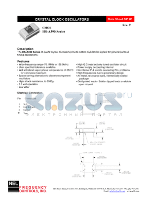 HSA39A datasheet - 3.3 V,+/-20 ppm, CMOS crystal clock oscillator