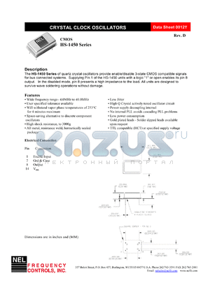 HSA1459 datasheet - 3.3 V,customer specific, CMOS crystal clock oscillator