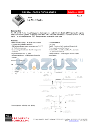 HAA1449 datasheet - 3.3 V,customer specific, CMOS crystal clock oscillator
