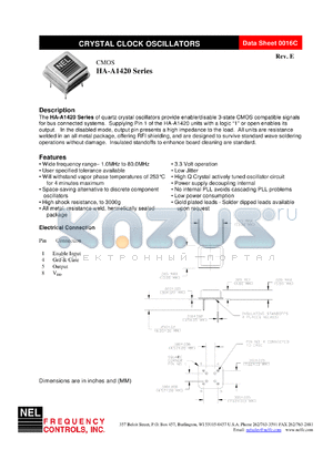 HAA142C datasheet - 3.3 V,+/-100 ppm, CMOS crystal clock oscillator