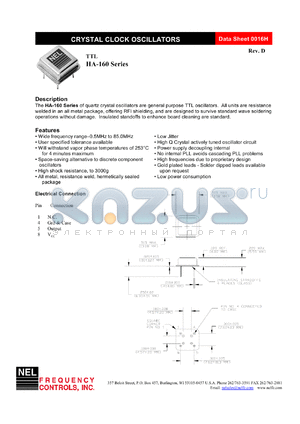 HAA16C datasheet - 3.3 V,+/-100 ppm, TTL crystal clock oscillator