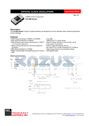 SJA460 datasheet - 3.3 V, +/-100 ppm, CMOS  crystal clock oscillator