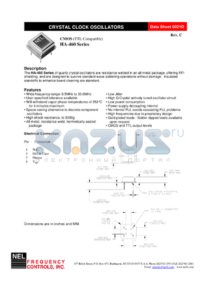 HAA46C datasheet - 3.3 V, +/-100 ppm, CMOS  crystal clock oscillator