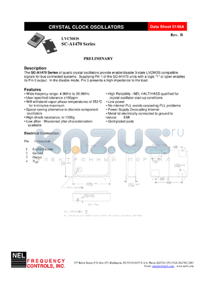 SC1479 datasheet - 5 V, customer specific, LVCMOS crystal clock oscillator