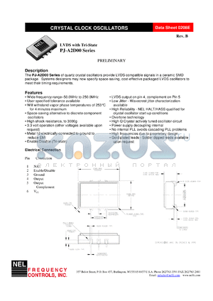 PJ2D09 datasheet - 5 V, customer specific, LVDS crystal clock oscillator