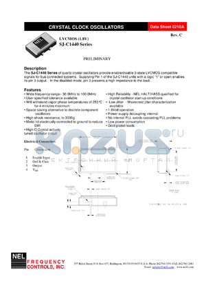 SJC1440 datasheet - 3.3 V, +/-100 ppm, LVCMOS crystal clock oscillator