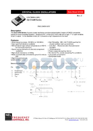 SCC144A datasheet - 1.8 V, +/-20 ppm, LVCMOS crystal clock oscillator