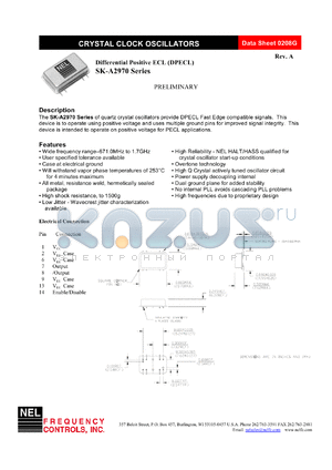 SKA297C datasheet - 3.3 V, +/-100 ppm, differential positive ECL  crystal clock oscillator