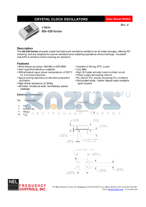 HS429 datasheet - 5 V, customer specific, CMOS crystal clock oscillator