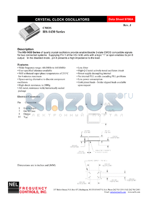HS1439 datasheet - 5 V, customer specific, CMOS crystal clock oscillator