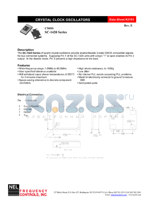 SC1429 datasheet - 5 V, customer specific,  CMOS crystal clock oscillator