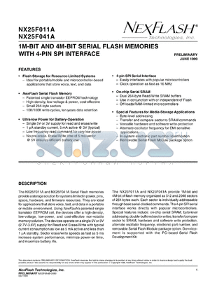 NX25F011A-5V-R datasheet - 5 V, 1M-bit flash memory with 4-pin SPI interface