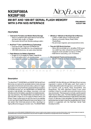 NX26F160A-3T-R datasheet - 3 V, 16M-bit flash memory with 2-pin NXS interface