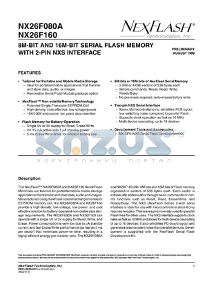 NX26F160A-3T-RS1 datasheet - 3 V, 16M-bit flash memory with 2-pin NXS interface