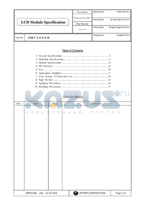 DMF5002N datasheet - 128 x 112dots;Dot size: 0.50 x 0.49mm; 0.3-7.0V; 1.0mA LCD module