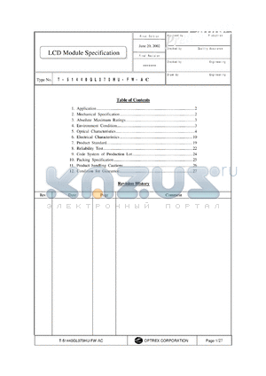 T-51440GL070HU-FW-AC datasheet - 480 x 234dotsl dot pitch:0.3210 x 0.3720mm; 0.2-16.0V; 350mA LCD module