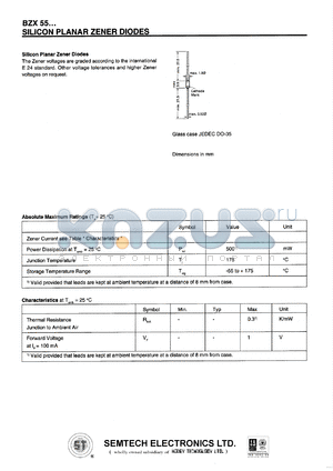 BZX55/C0V8F datasheet - 0.8 V, 5 mA silicon planar zener diode