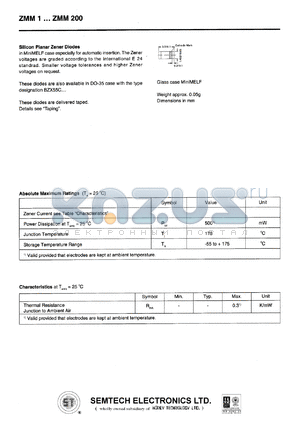 ZMM1Z datasheet - 0.75 V,  5 mA silicon planar zener diode