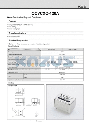 OCVCXO-120A1 datasheet - 10 MHz, oven controlled crystal oscillator