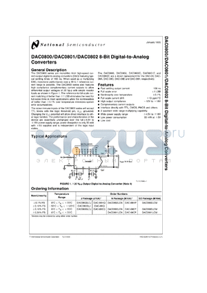 DAC-08CP datasheet - 8-Bit digital-to-analog converters, non-linearity=+/-0.39%